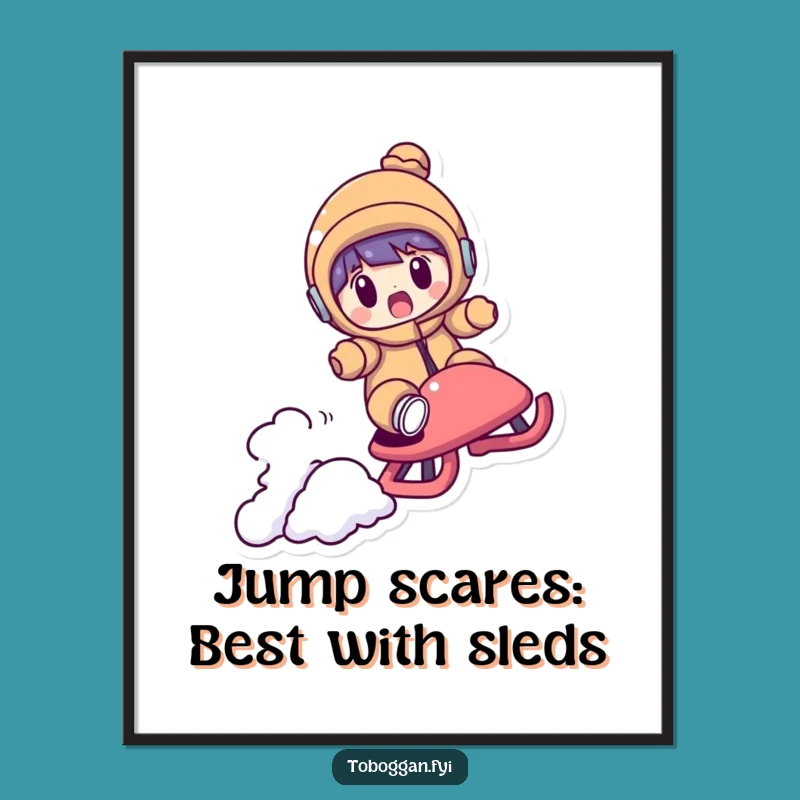 Funny Free Printable Wall Art: Shocked Sledder Jump, Hilarious Downloadable Art for Home