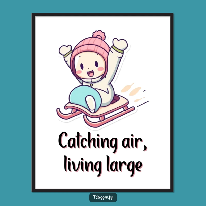 Funny Free Printable Wall Art: Sledding Character Adventure Downloadable Decor