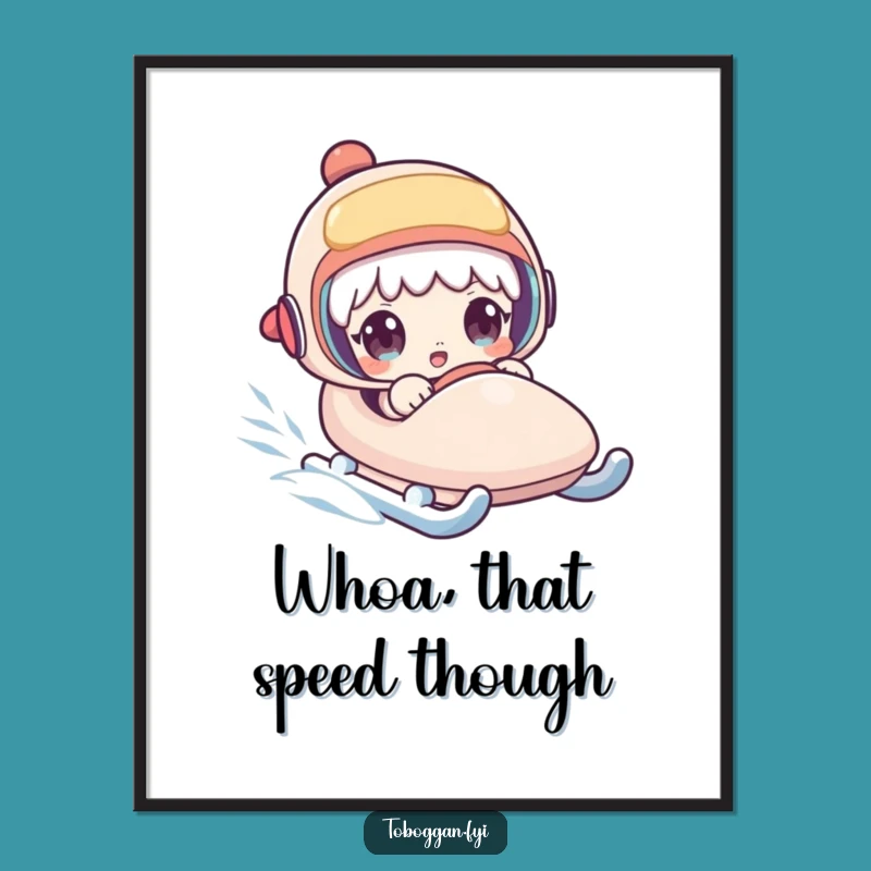 Funny Free Printable Wall Art: Surprised Sledder Downloadable Decor