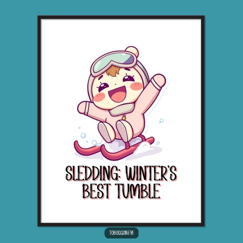 Funny Free Printable Wall Art: Surprised Sledder, Hilarious Downloadable Art for Home