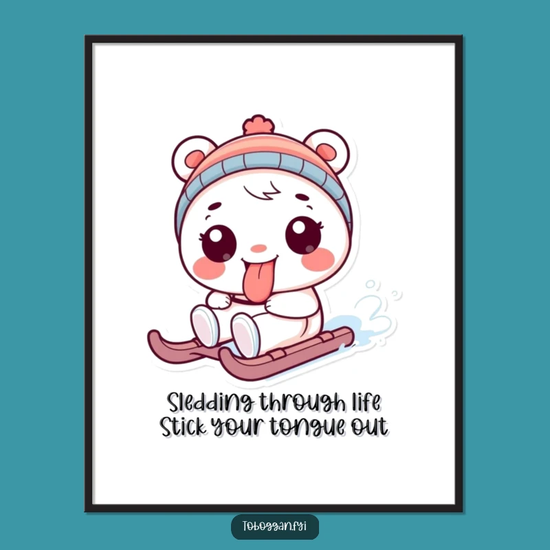 Funny Free Printable Wall Art: Tongue-Out Sledder, Humorous Downloadable Decor