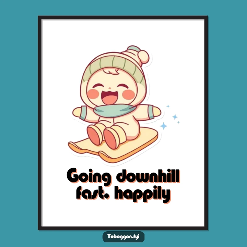 Free Printable Wall Art: Laughing Snow Slope Character - Hilarious Winter Downloadable Art