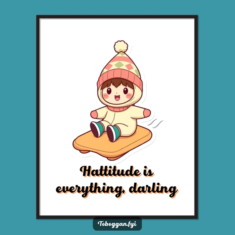 Funny Free Printable Wall Art: Silly Hat Toboggan Character Hilarious Downloadable Decor