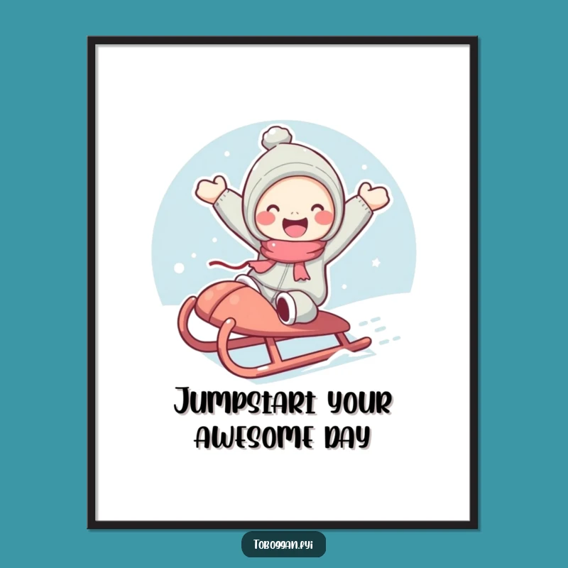 Free Printable Wall Art: Joyful Sled Jump - Happy Downloadable Decor!