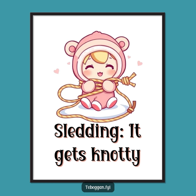 Funny Free Printable Wall Art: Tangled Sled Rope Character