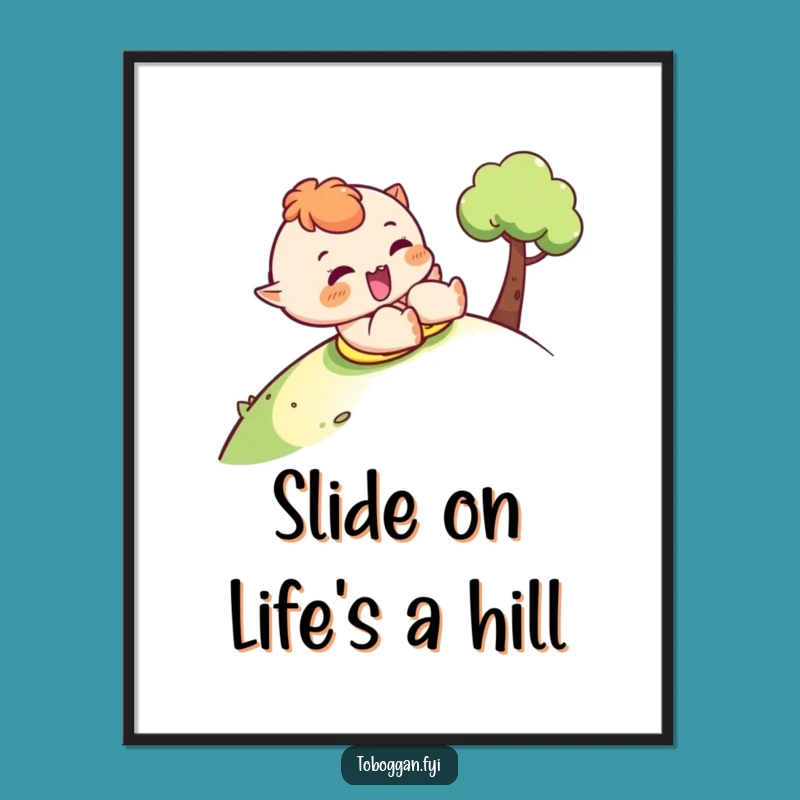 Funny Free Printable Wall Art: Cheeky Sledder - Hilarious Downloadable Decor