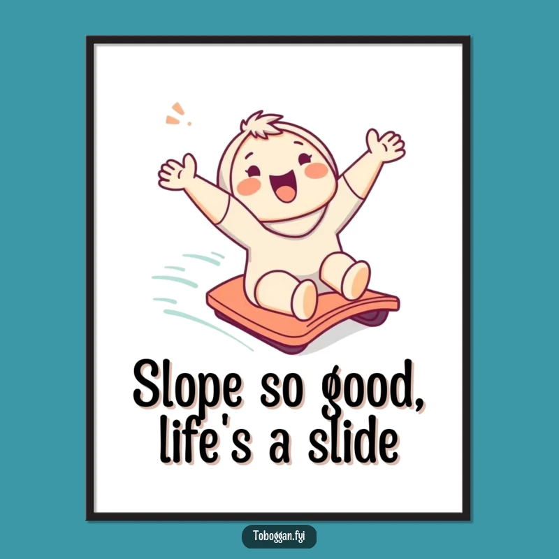 Free Printable Wall Art: Funny Character's Enthusiastic Slide - Cheerful Downloadable Decor Gift