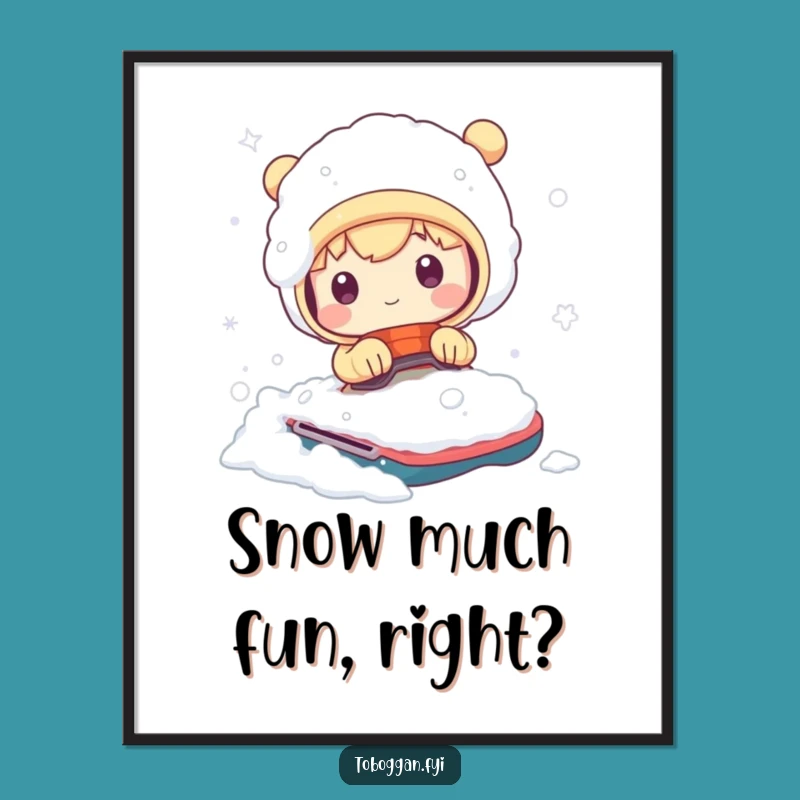 Free Printable Wall Art: Cute Character Snow Ride Mishap Humorous Decor