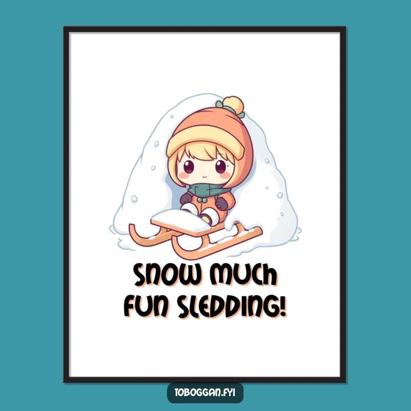 Snow Sled Surprise Art: Free Printable Downloadable Wall Decor