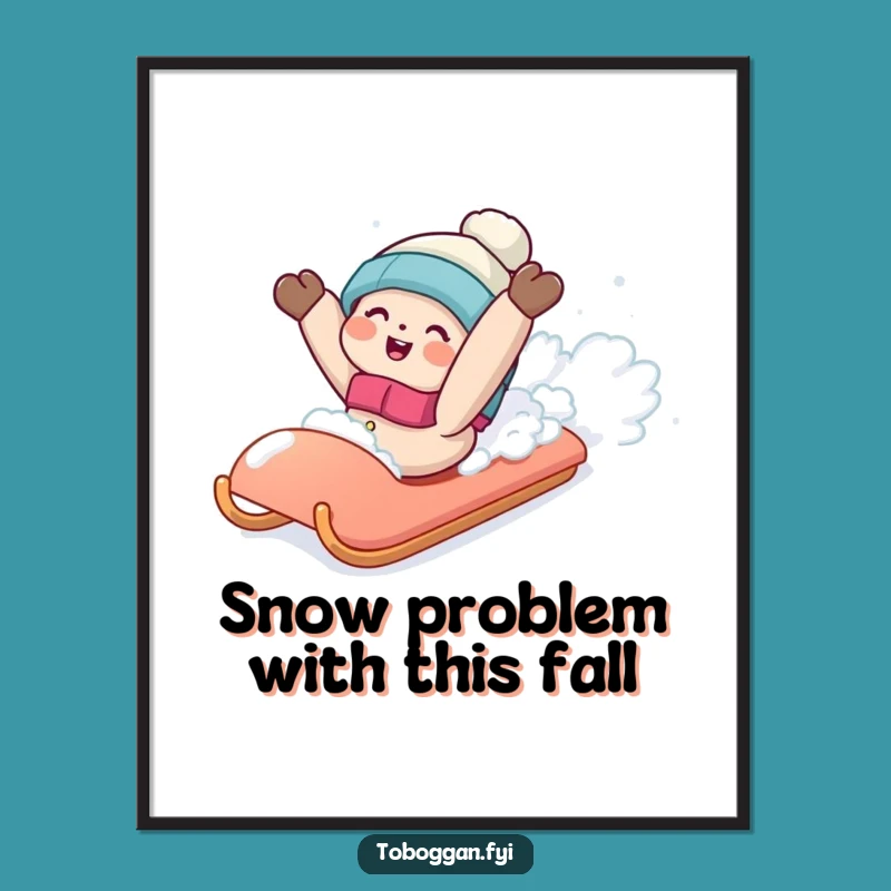 Funny Free Printable Wall Art: Snowfall Sled Mishap Character Hilarious Downloadable Decor