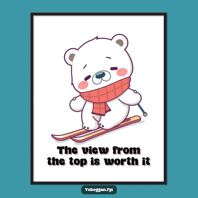 Funny Free Printable Polar Bear Skiing Wall Art: Downloadable Art for Winter Lovers