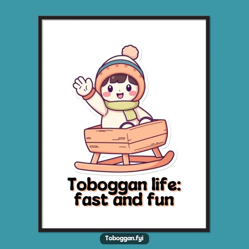 Free Printable Wall Art: Funny Toboggan Wave Character for Playful Decor!
