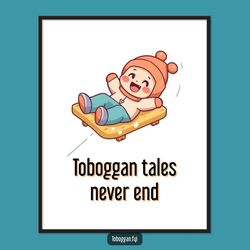 Free Printable Wall Art: Playful Toboggan Tumble - Whimsical Downloadable Decor!