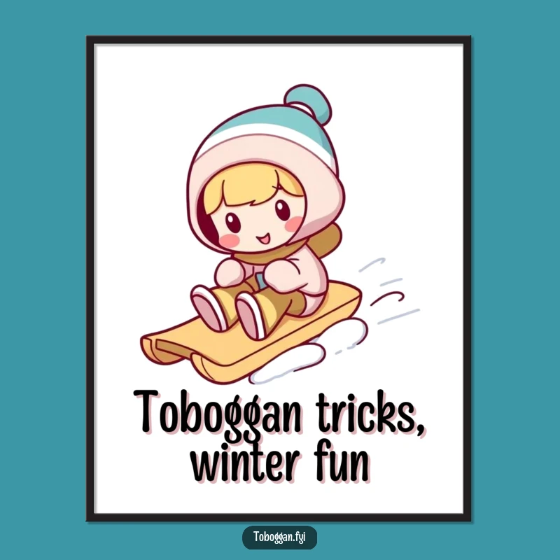 Free Printable Wall Art: Silly Toboggan Trick for Humorous Downloadable Decor