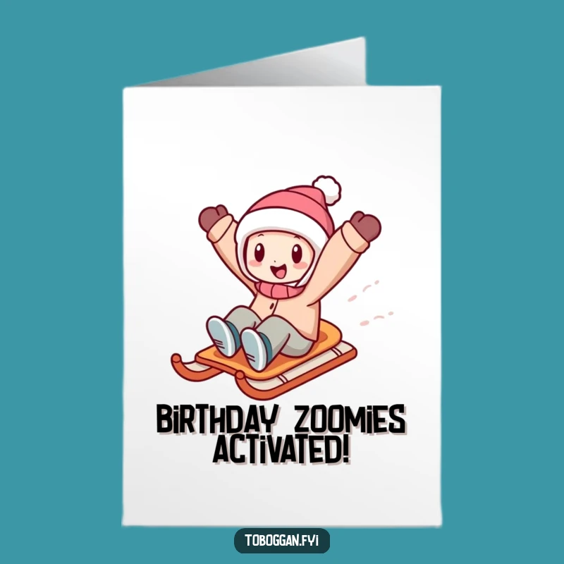 Funny Sledding Birthday Card: Free Printable Action-Packed Greeting for Thrill Seekers