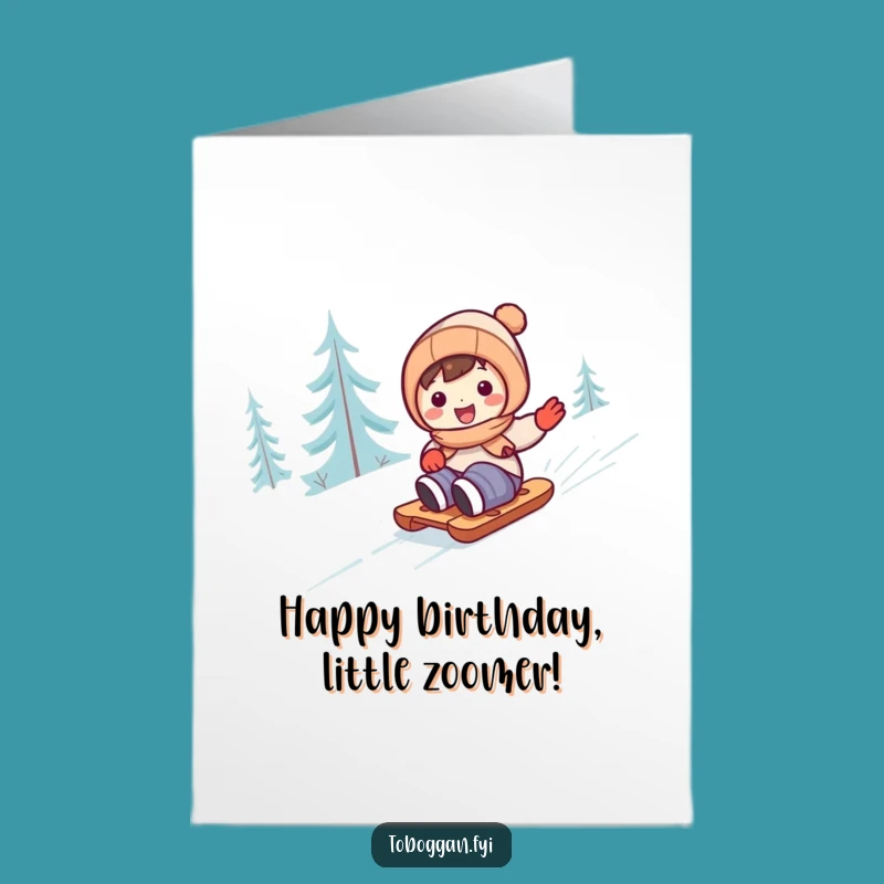 Free Printable Birthday Card: Cute Sledder, Snowy Fun, Downloadable Humorous Gift