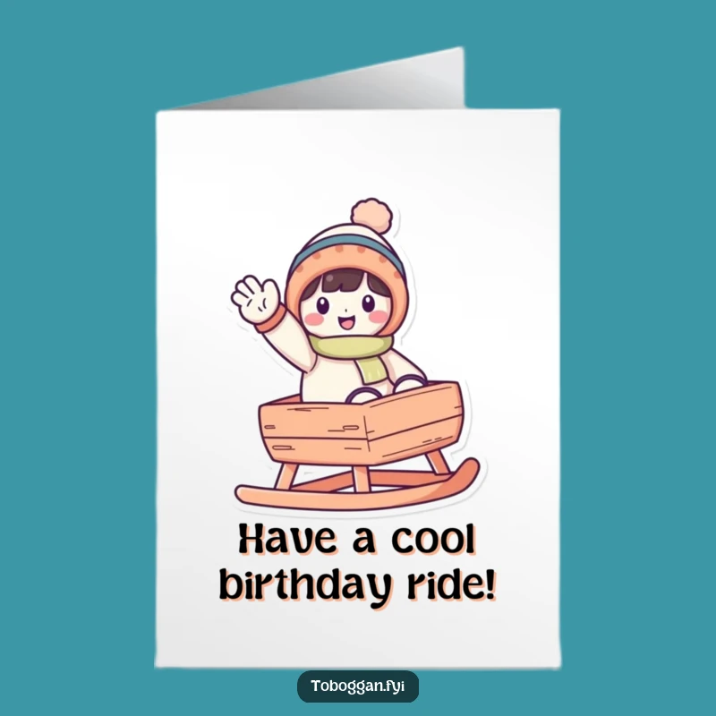 Free Printable Birthday Card: Funny Toboggan Wave for a Joyful Celebration!