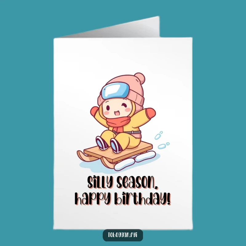 Free Printable Birthday Card: Silly Toboggan Trick Funny Downloadable Gift