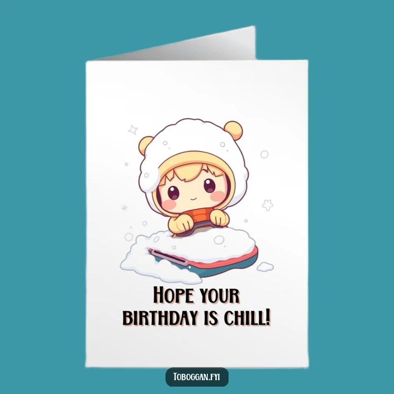 Free Printable Birthday Card: Snow Ride Mishap Cute Character Humor