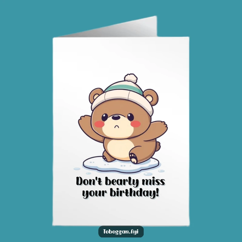 Free Printable Birthday Card: Startled Bear Slip, Downloadable Birthday Gift