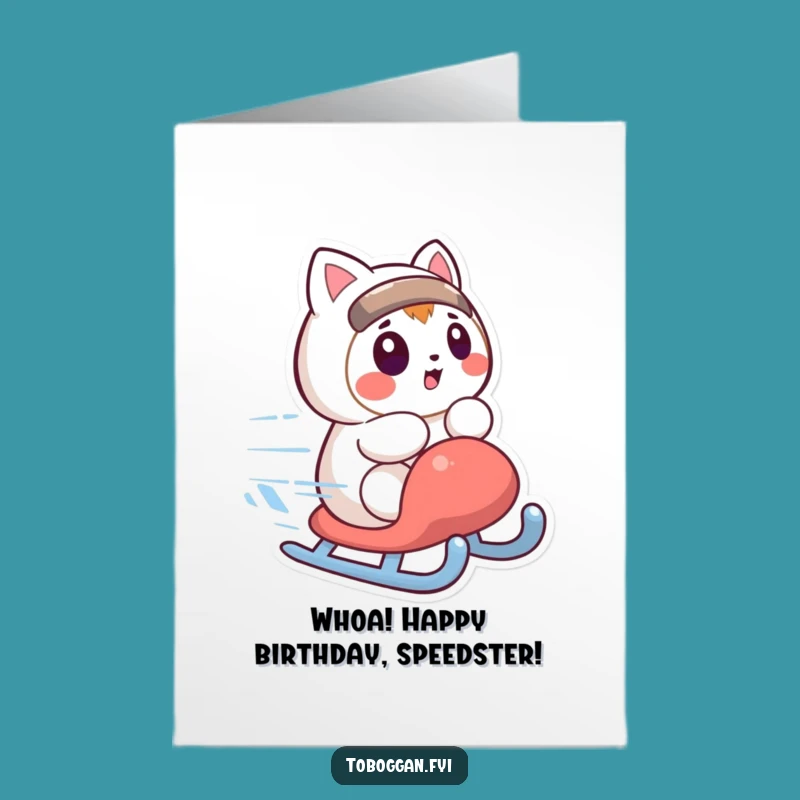 Free Printable Birthday Card: Surprised Sledder, Funny Downloadable Gift