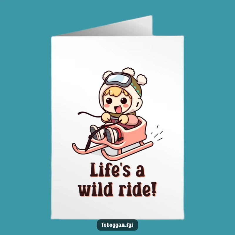 Free Printable Birthday Card: Wild Sledding Fail Character - Hilarious Birthday Greetings