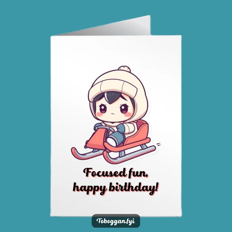 Free Printable Funny Birthday Card: Focused Sled Driver Character - Intense Downloadable Humor