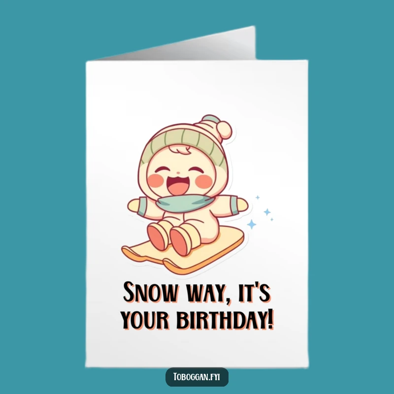 Free Printable Funny Birthday Card: Laughing Snow Slope Character - Hilarious Downloadable Gift