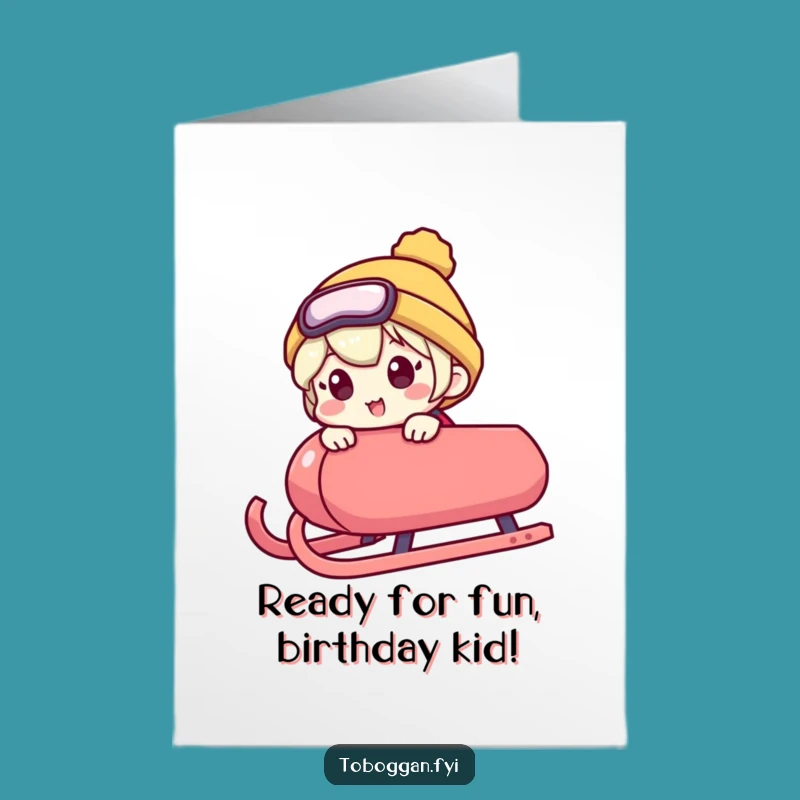 Free Printable Birthday Card: Excited Sled Peek Character