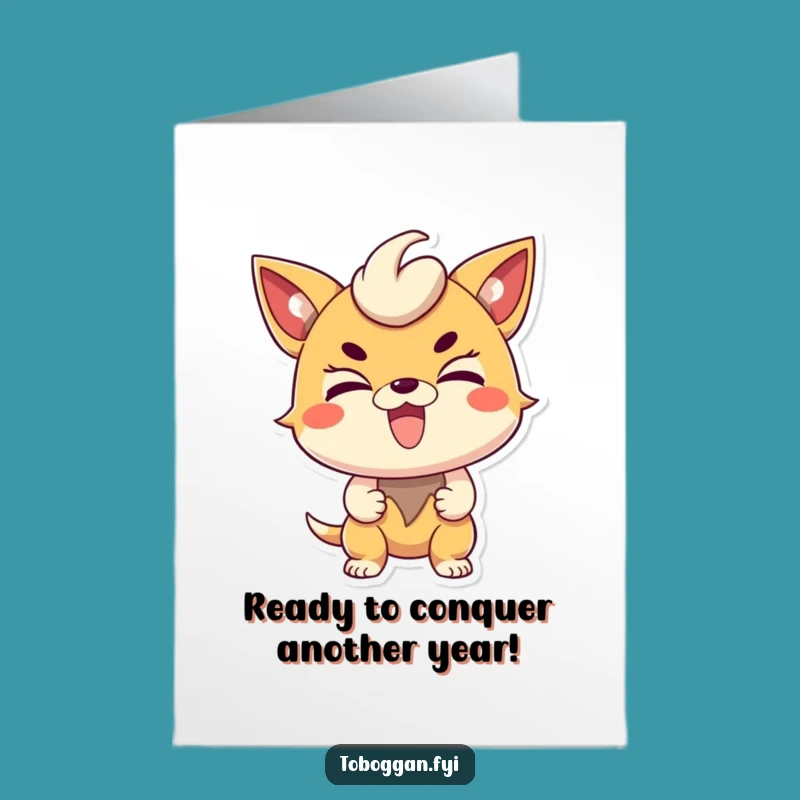 Free Printable Birthday Card: Excited Character Ready for a Wild Celebration!