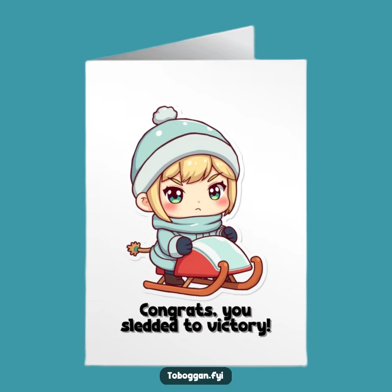 Free Printable Congrats Card: Determined Adventurer Character, Downloadable Message of Success