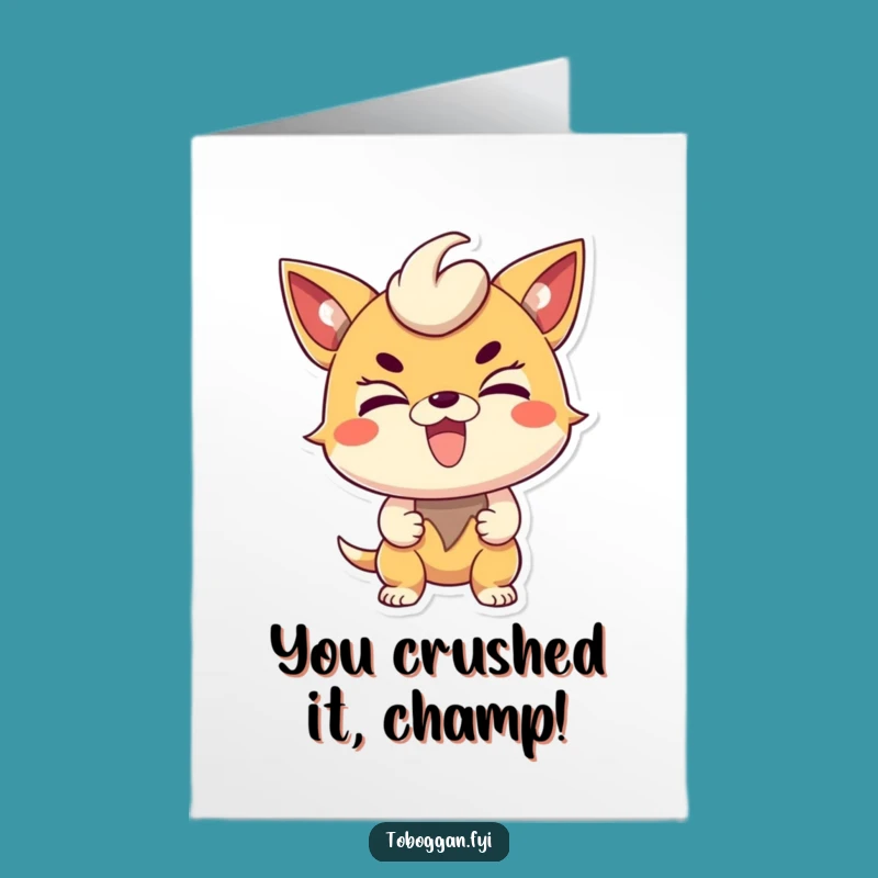 Free Printable Congrats Card: Excited Character for Your Big Achievement!