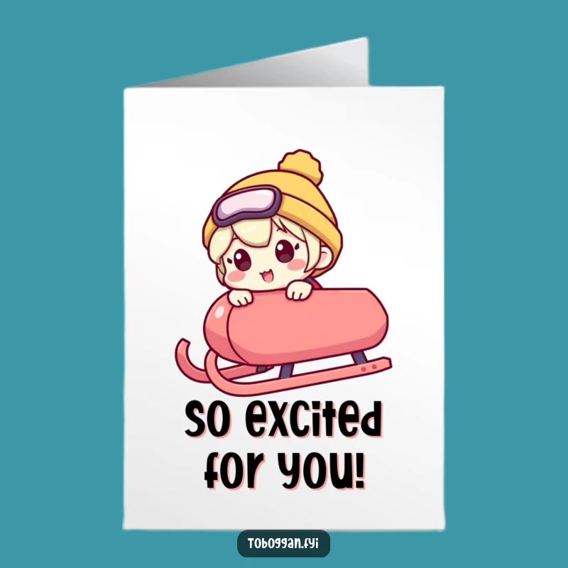 Free Printable Congrats Card: Excited Sled Peek Humor