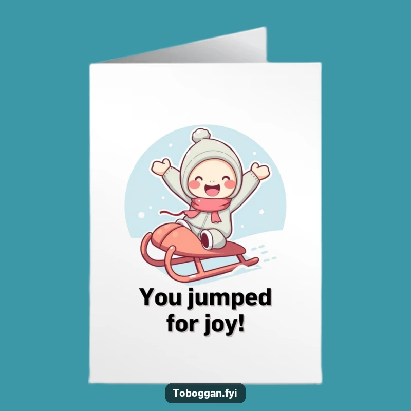 Free Printable Congrats Card: Joyful Sled Jump - Celebrate with Exuberance!