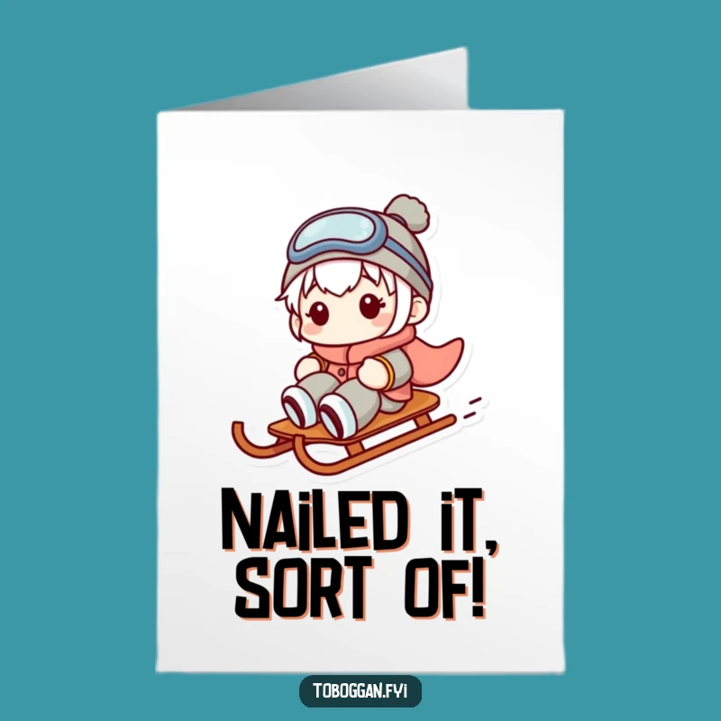 Free Printable Congrats Card: Sideways Sledder Funny Downloadable Gift