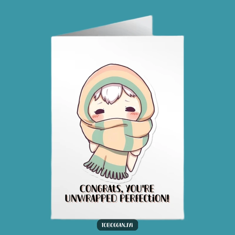 Free Printable Congrats Card: Silly Scarf Character, Unique Downloadable Message of Joy