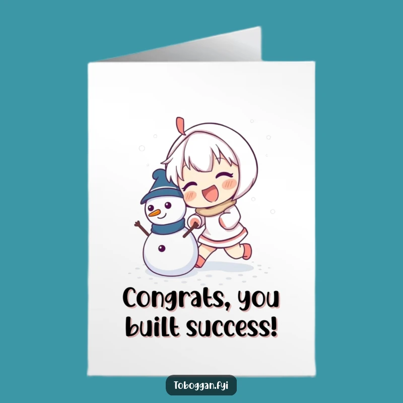 Free Printable Congrats Card: Snowman Builder Character, Joyful Downloadable Message