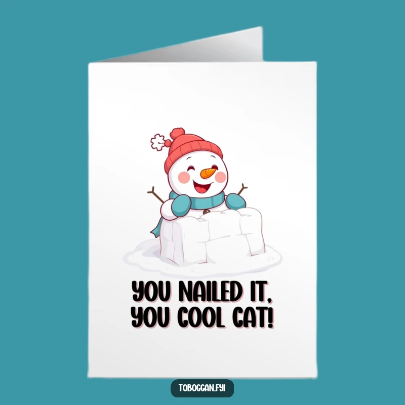 Free Printable Congrats Card: Snowman's Snow Fort, Downloadable Gift