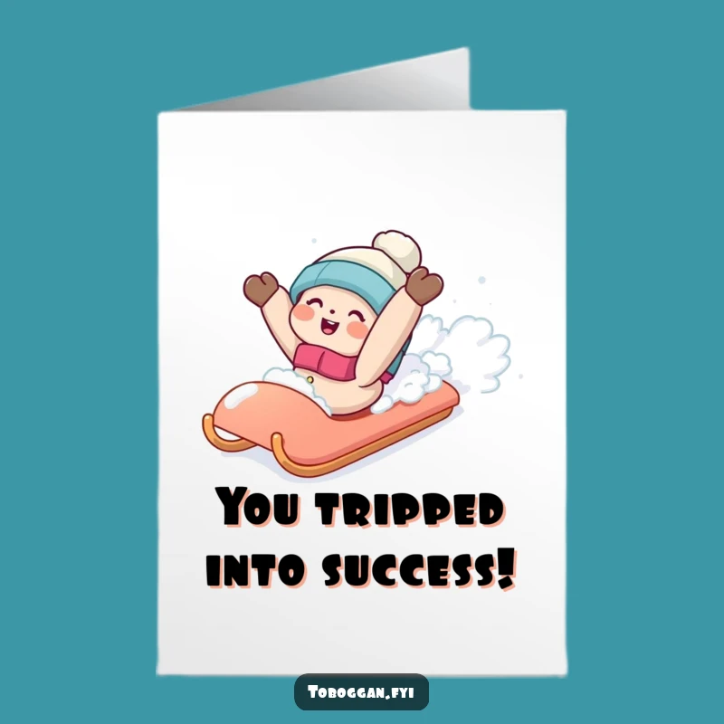 Free Printable Congratulations Card: Snowfall Sled Mishap Character Funny Downloadable