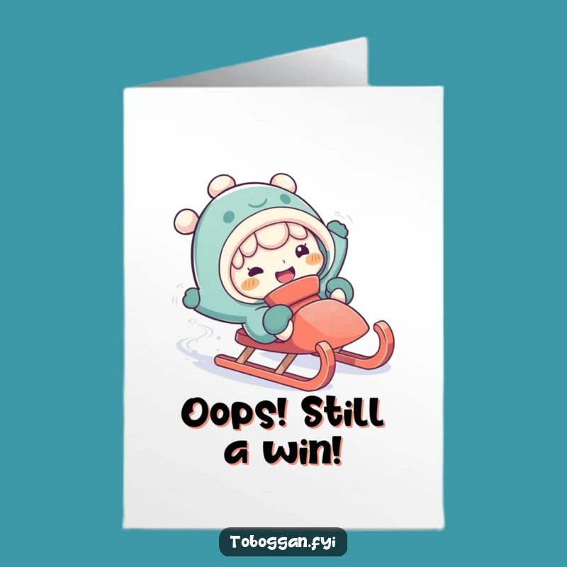 Free Printable Congrats Card: Sledding Oops - Funny Downloadable Gift