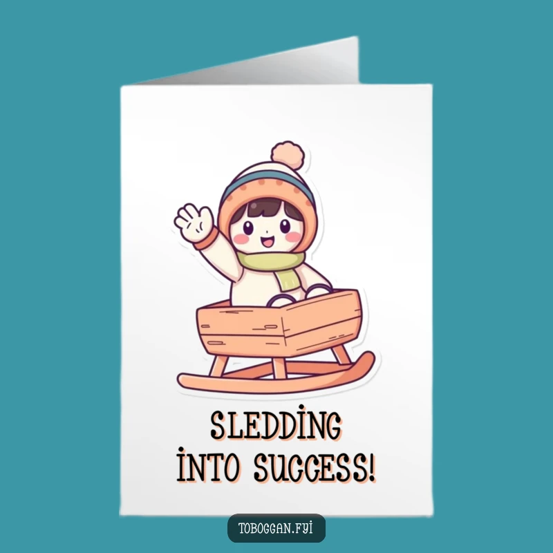 Free Printable Congrats Card: Funny Toboggan Wave for Cheerful Congratulations!