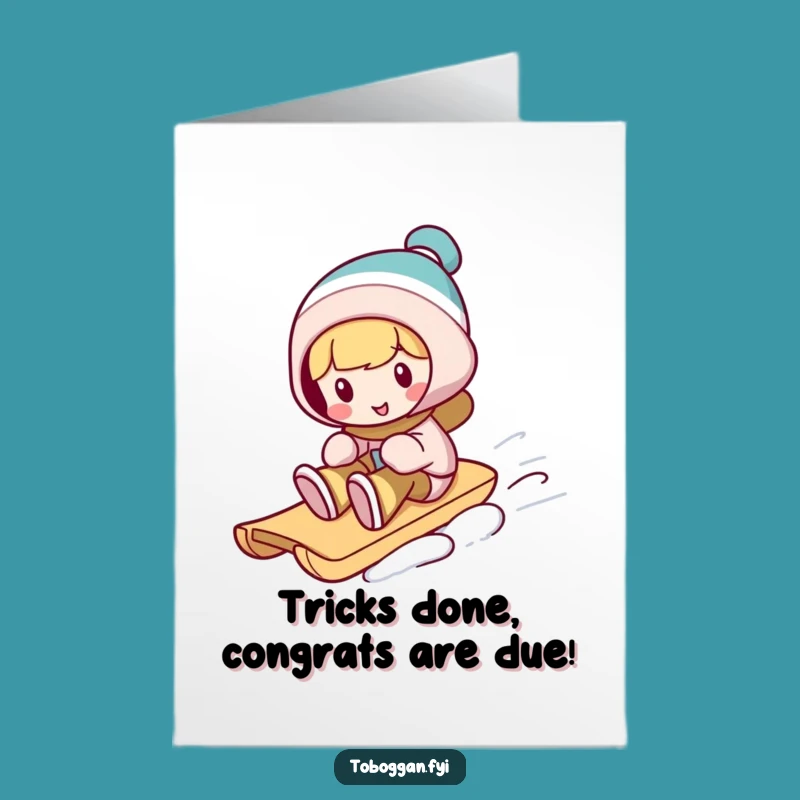Free Printable Congrats Card: Silly Toboggan Trick for a Funny Downloadable Gift