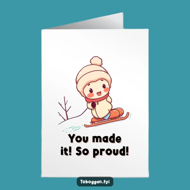 Free Printable Congrats Card: Hilarious Effort Sledding Character