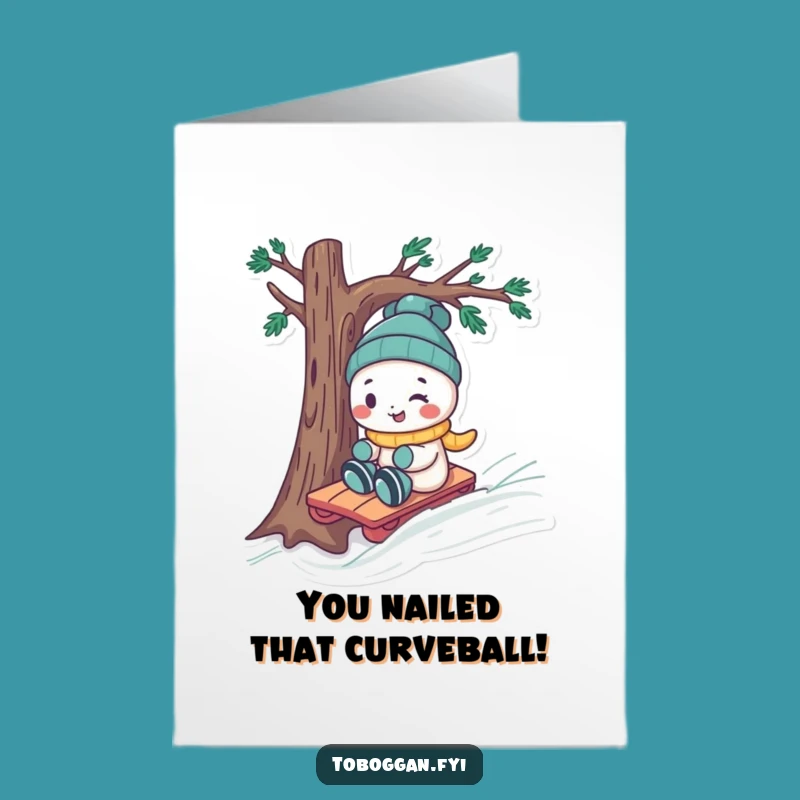 Free Printable Congratulations Card: Toboggan Triumph, Humorous Downloadable Gift for Success