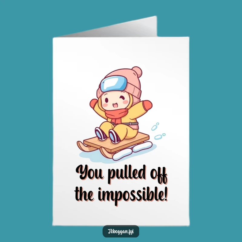 Free Printable Congrats Card: Silly Toboggan Trick Funny Downloadable Gift