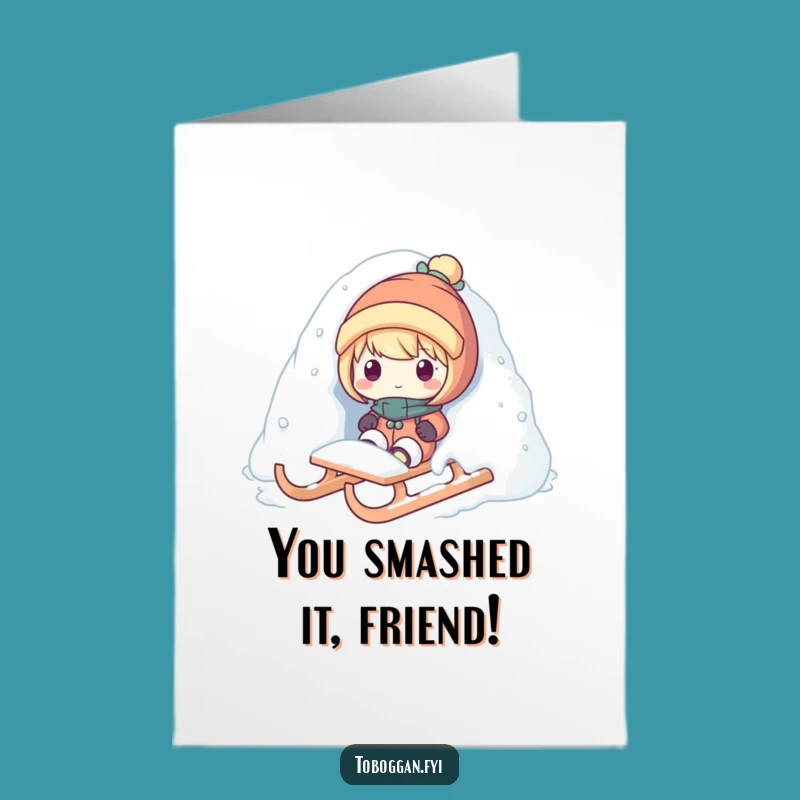 Snow Sled Surprise Congrats Card: Free Printable Downloadable Greeting