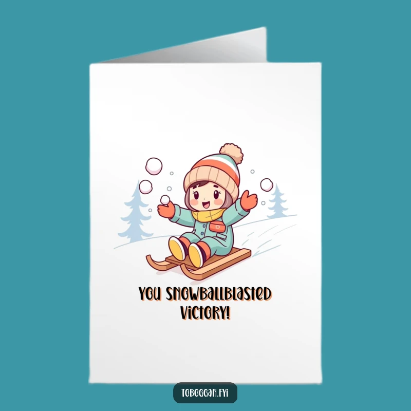 Free Printable Congrats Card: Snowball Victory, Sledding Fun, Downloadable
