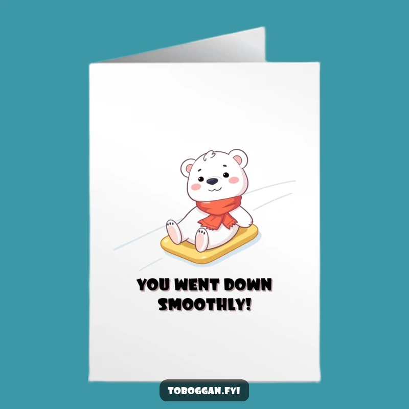 Free Printable Congrats Card: Cheerful Polar Bear Cub Scarf Humorous Downloadable Gift