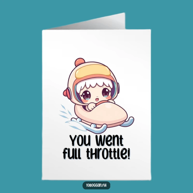 Free Printable Congrats Card: Surprised Sledder Funny Downloadable Gift