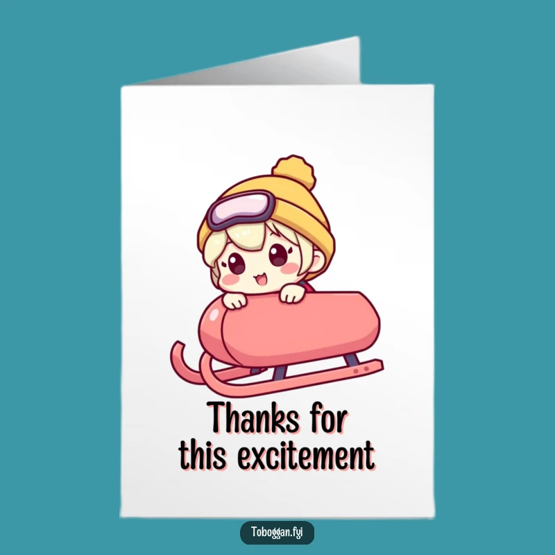 Free Printable Thank You Card: Excited Sledding Peek